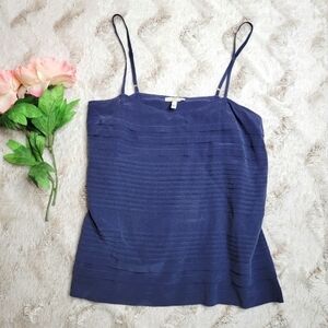Joie 100%‎ Silk Navy Blue Sleeveless Layer Stitch Blouse Size S
